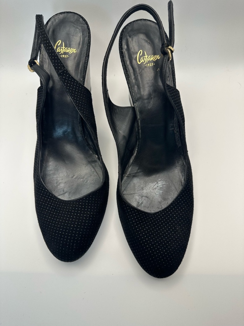 Castañer Black Suede Slingback Pumps